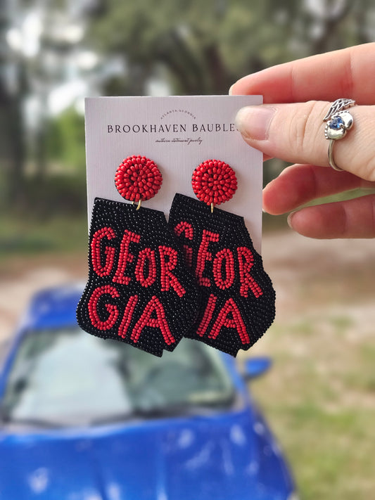 Georgia State Beaded Earrings