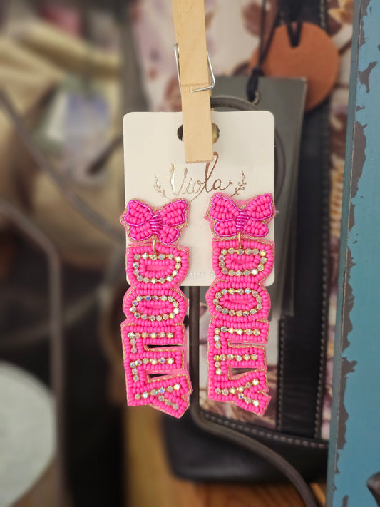 Pink Dolly Beaded Earrings