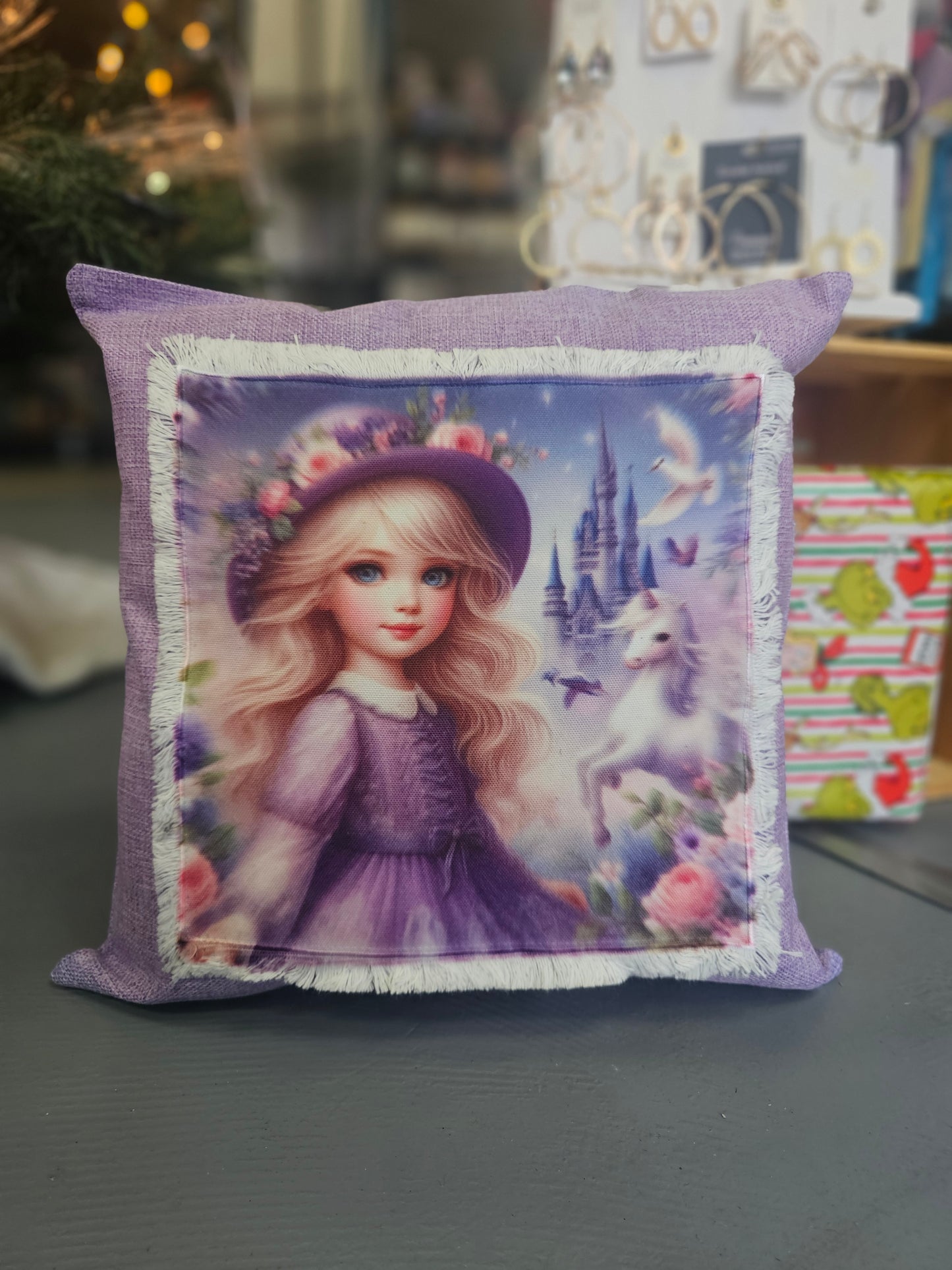 Princess Unicorn Printed Patch Pillow Cover For Kids