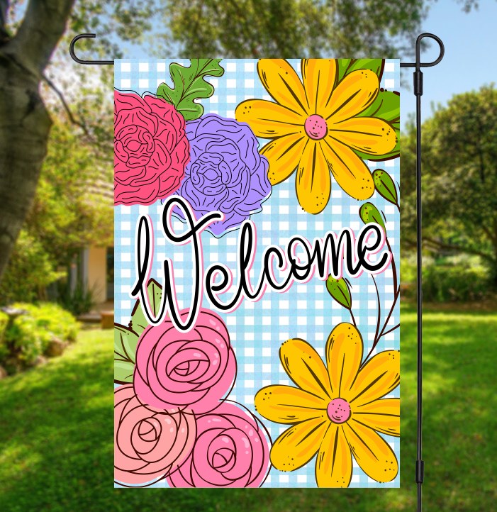 Floral WELCOME Garden Flag