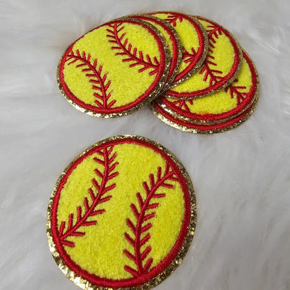 Softball Chenille Glitter Hat Patch