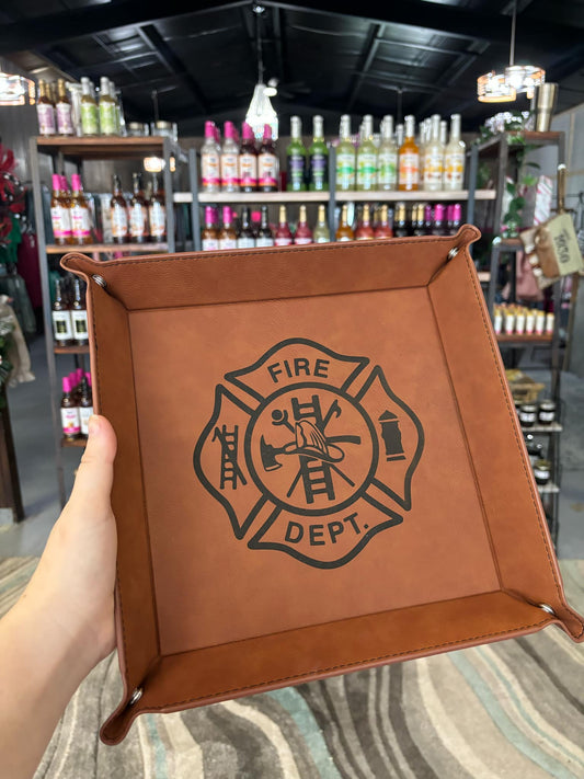 Fire Department Leather Snap Tray