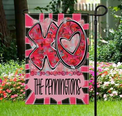 XO Valentine's Day Garden Flag with Name