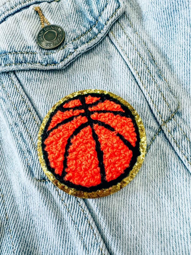 Basketball Chenille Glitter Hat Patch