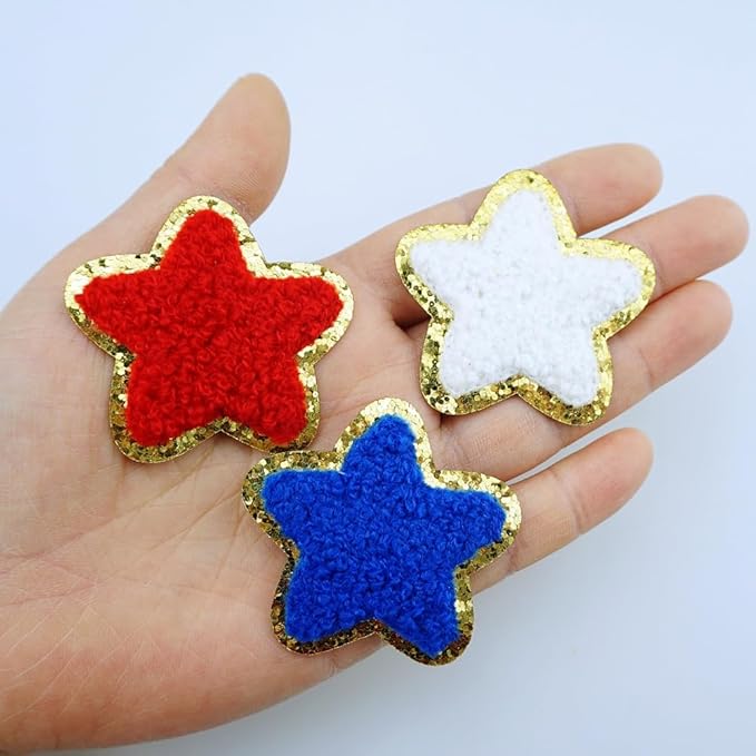 Patriotic Stars Chenille Glitter Hat Patch