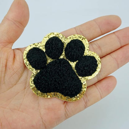 Paw Print Chenille Glitter Hat Patch