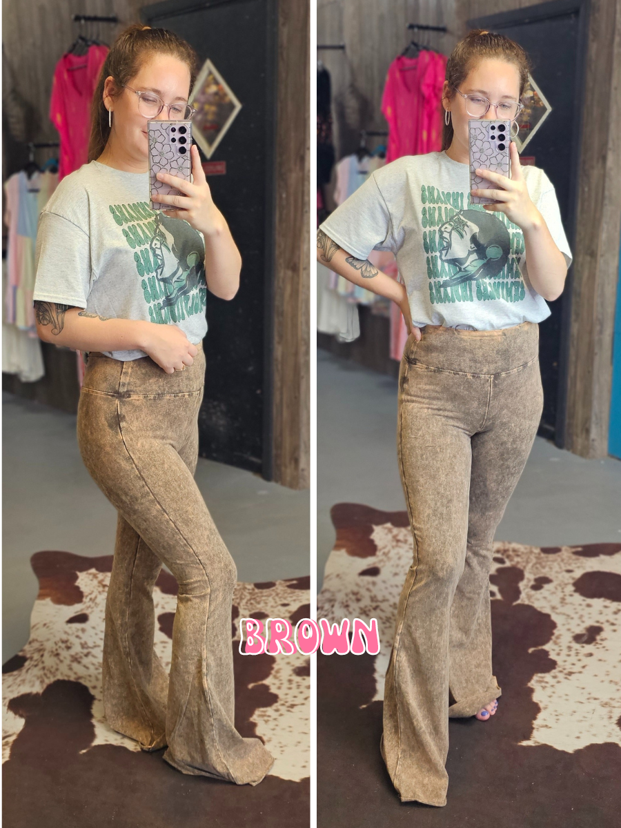 Acid Wash Flare Leggings