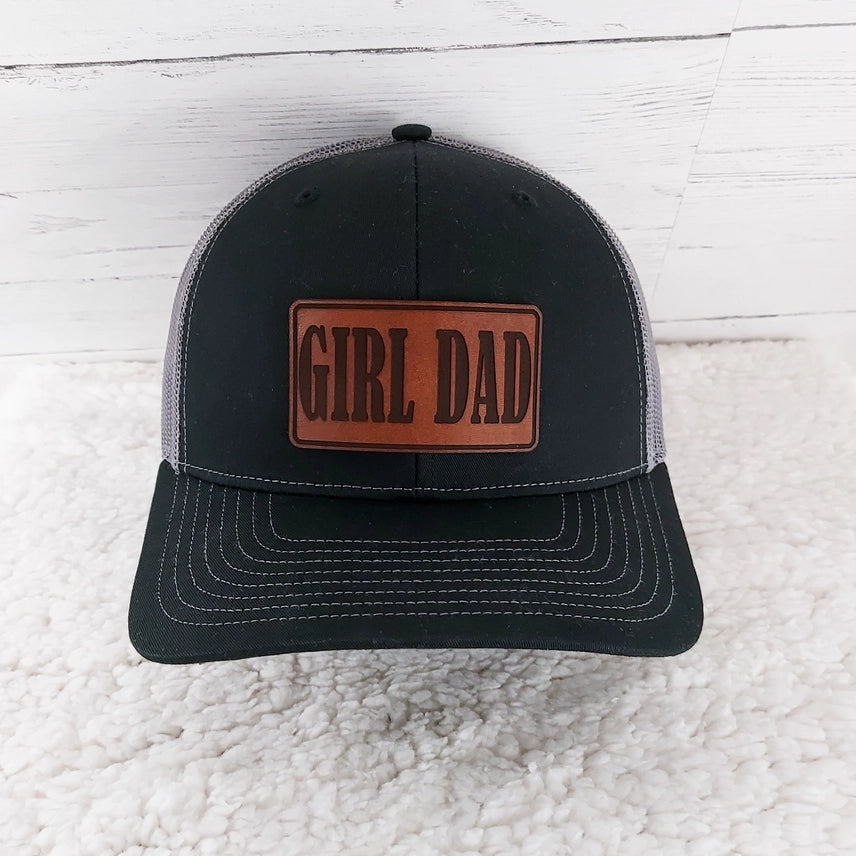 GIRL DAD Faux Leather Hat Patch