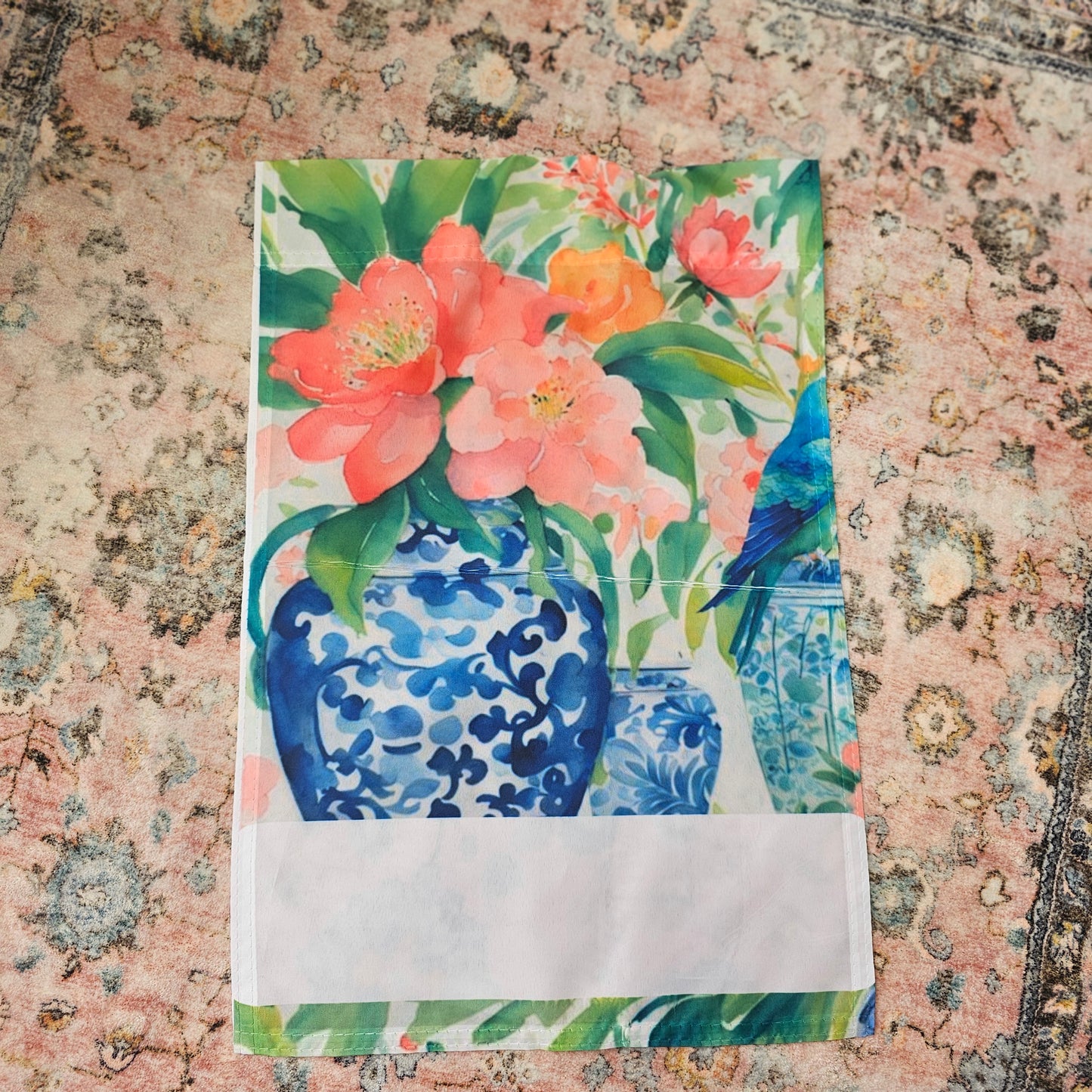 FLORAL CHINOISERIE VASE GARDEN FLAG