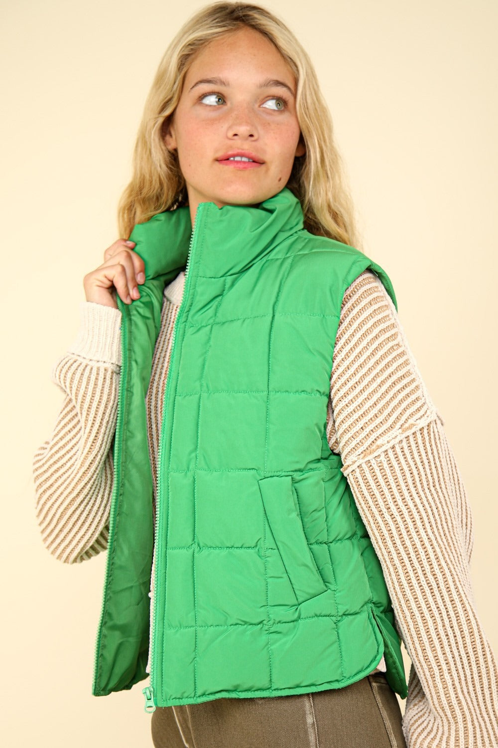 VERY J Zip Up Puffer Padded Warm Vest