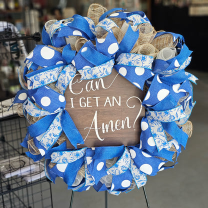 Can I Get An Amen? Blue Chinoiserie Wreath