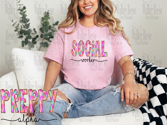 Preppy Painted SOCIAL WORKER Tee