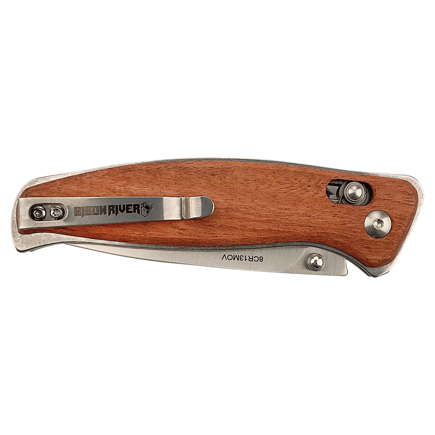 Bison River 4 1/2" Wood Button Lock Folding Knife