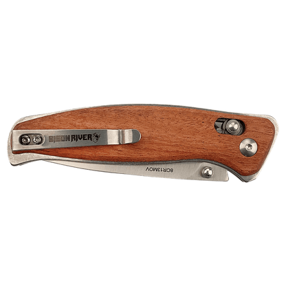 Bison River 4 1/2" Wood Button Lock Folding Knife