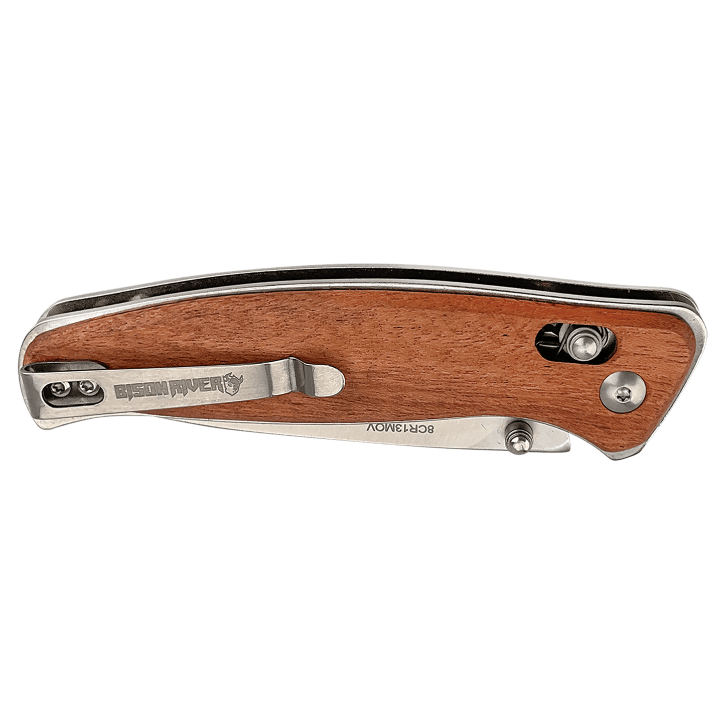 Bison River 4 1/2" Wood Button Lock Folding Knife