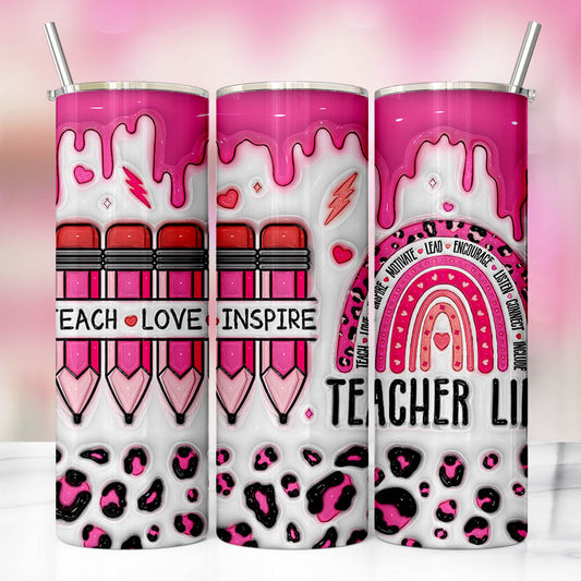 Pink Teacher Life Tumbler