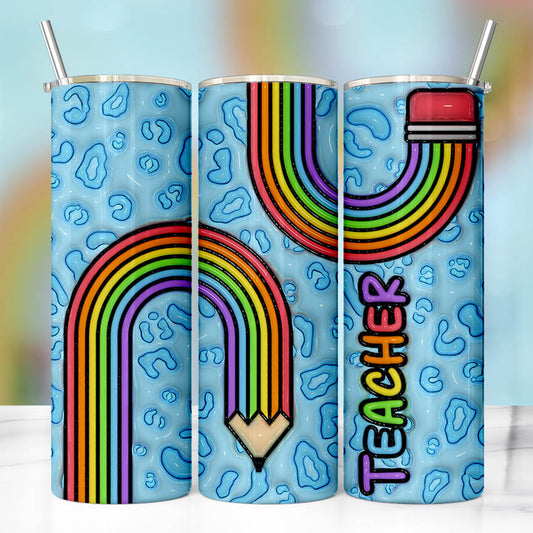 Rainbow Pencil Teacher Tumbler