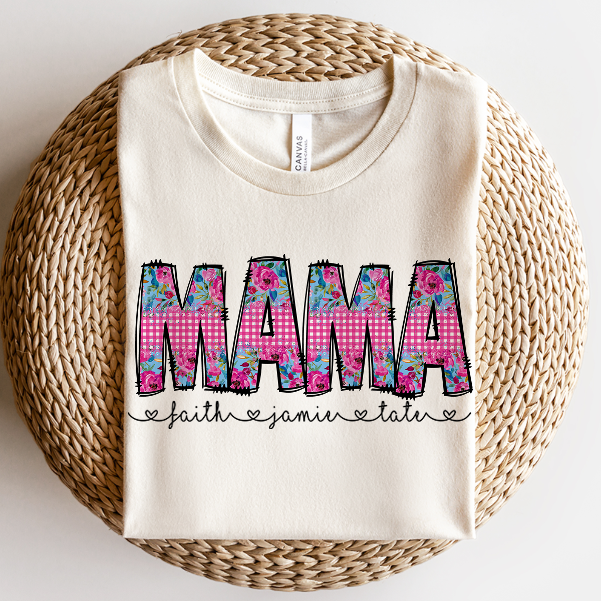 Spring Floral Plaid Mama Tee