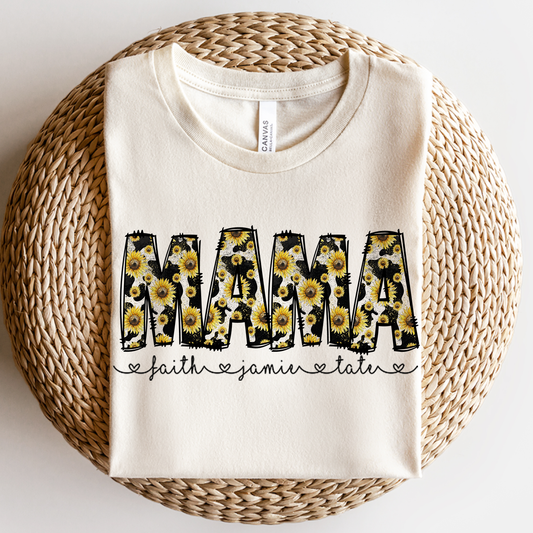 Sunflower Cowhide Mama Tee