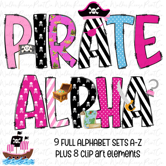 Pirate Alphabet - Alpha Pack - Alphabet Clipart - Instant Download - Pirate - Girl Alpha Pack