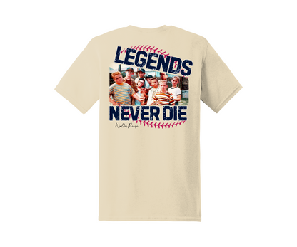 Legends Never Die Baseball Tee