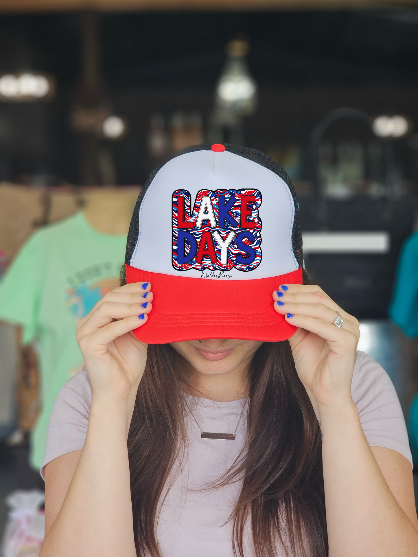 Patriotic Lake Days Trucker Hat