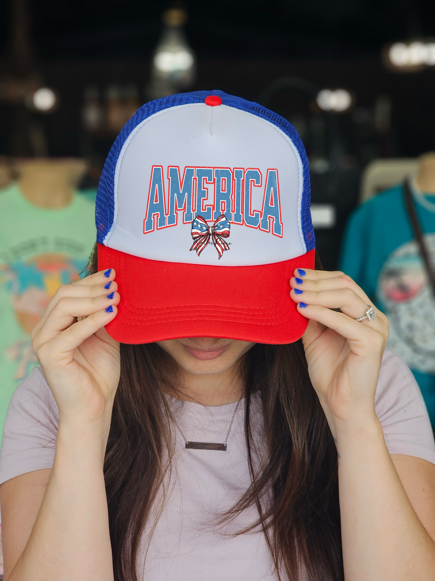 America Patriotic Bow Trucker Hat