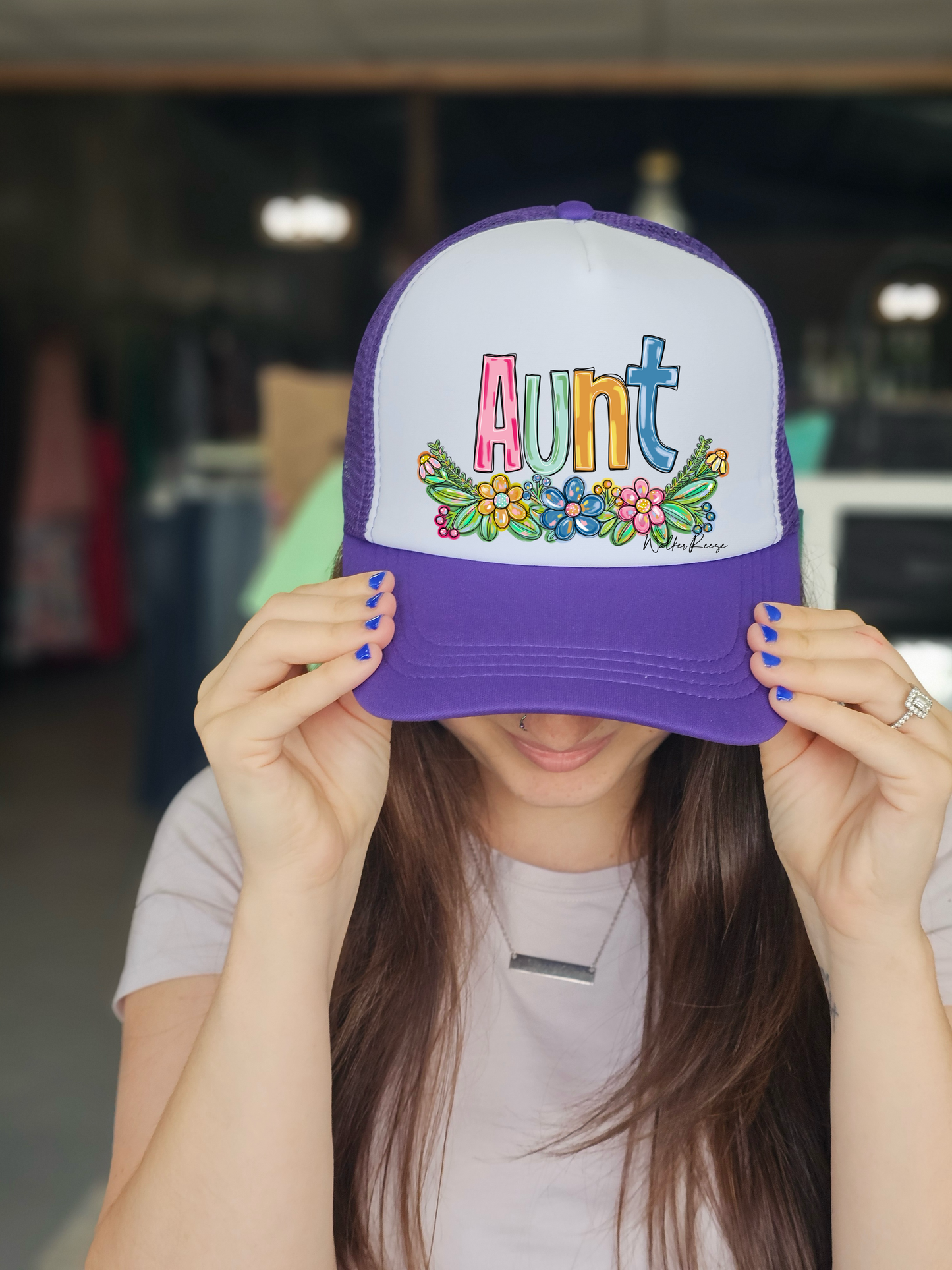 Floral Aunt Trucker Hat