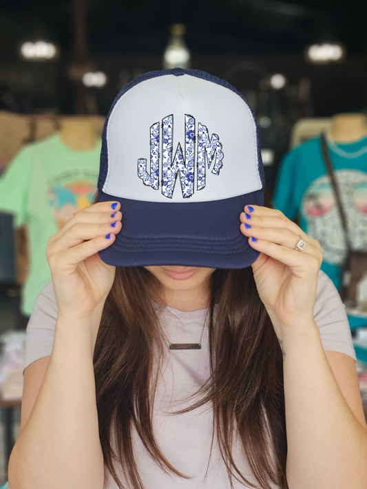 Chinoiserie Monogram Trucker Hat