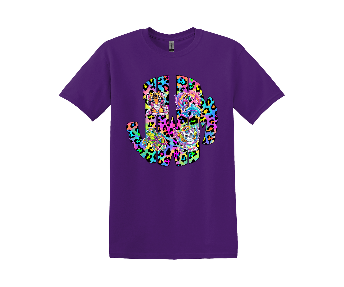 Rainbow Leopard Monogram Tee