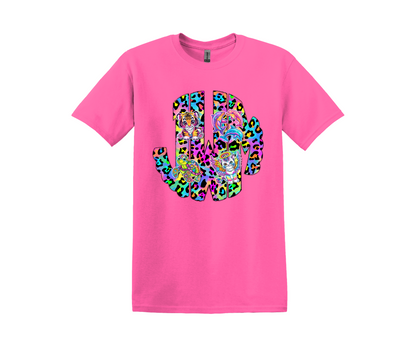 Rainbow Leopard Monogram Tee