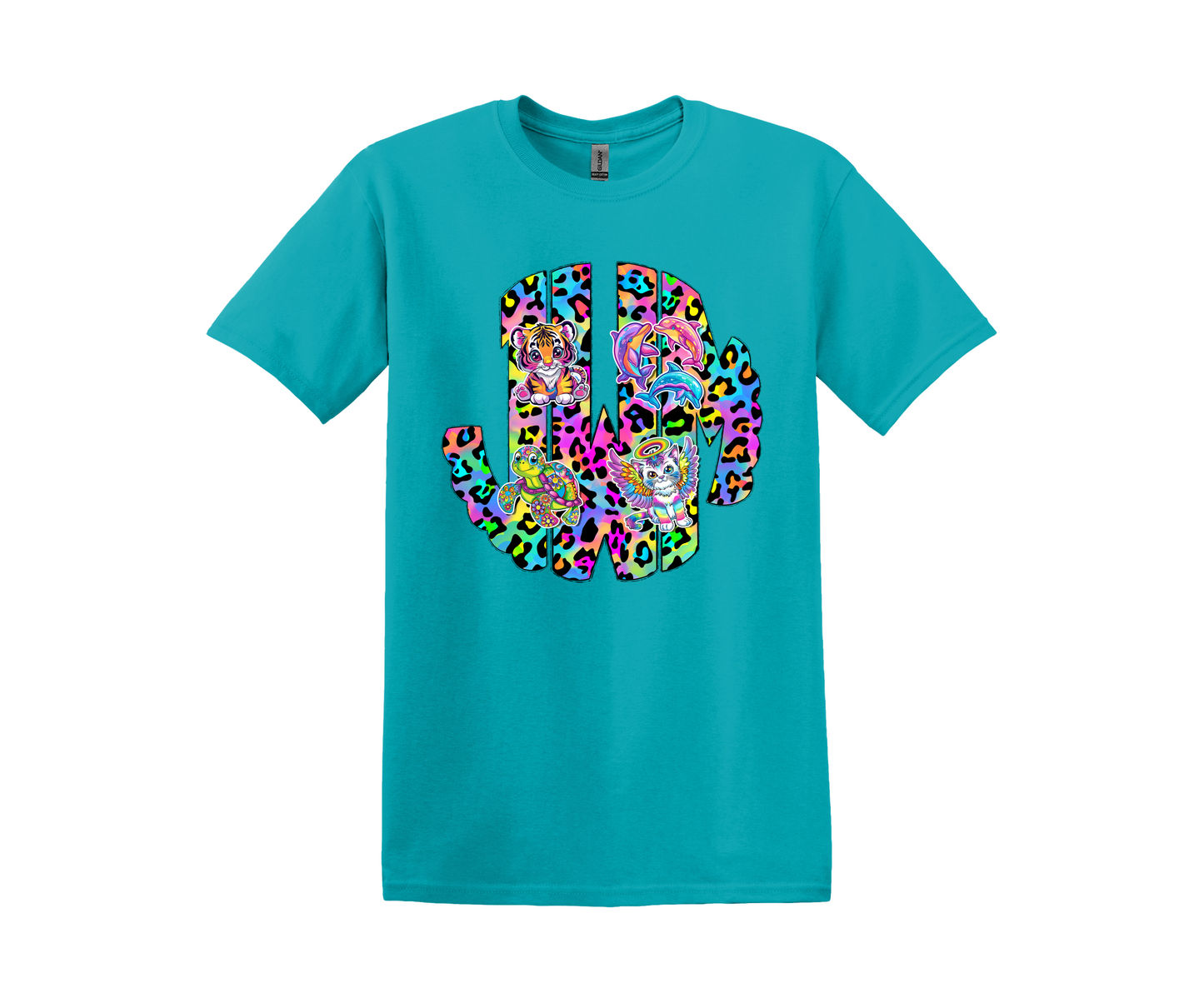 Rainbow Leopard Monogram Tee