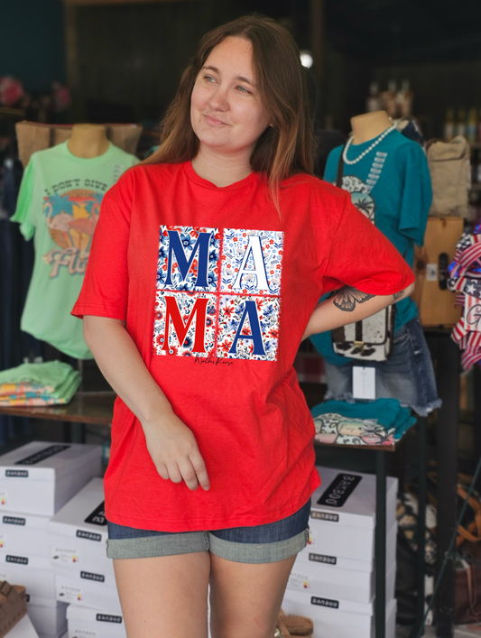 Patriotic Floral Mama Mini Matching Tee