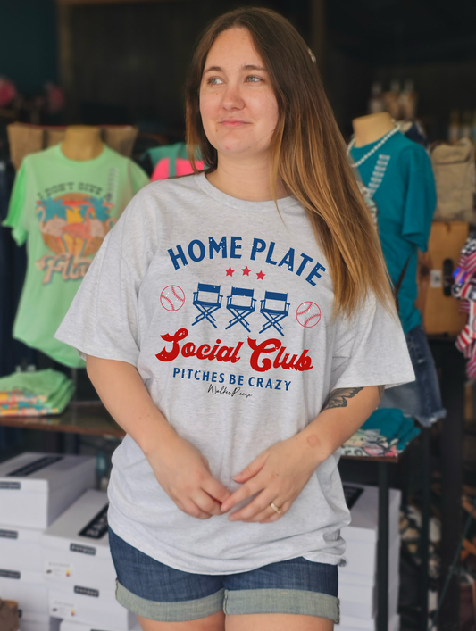 Home Plate Social Club Tee - Blue&Red