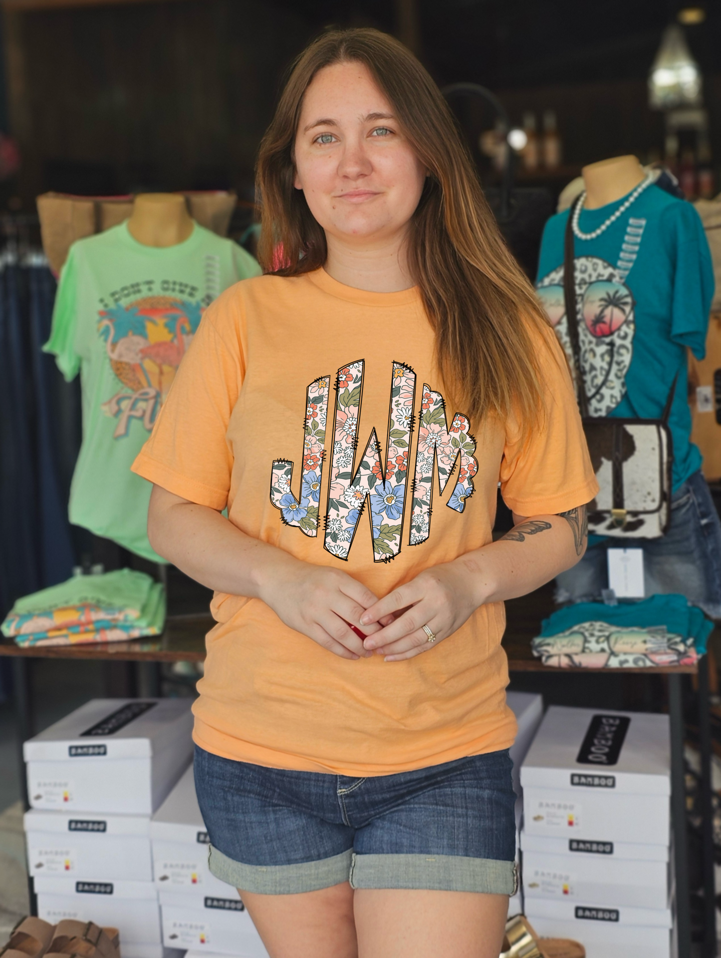 Antique Floral Monogram Tee