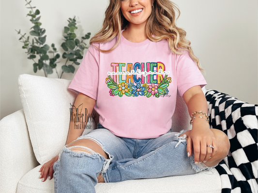 Spring Floral School Occupations Tee