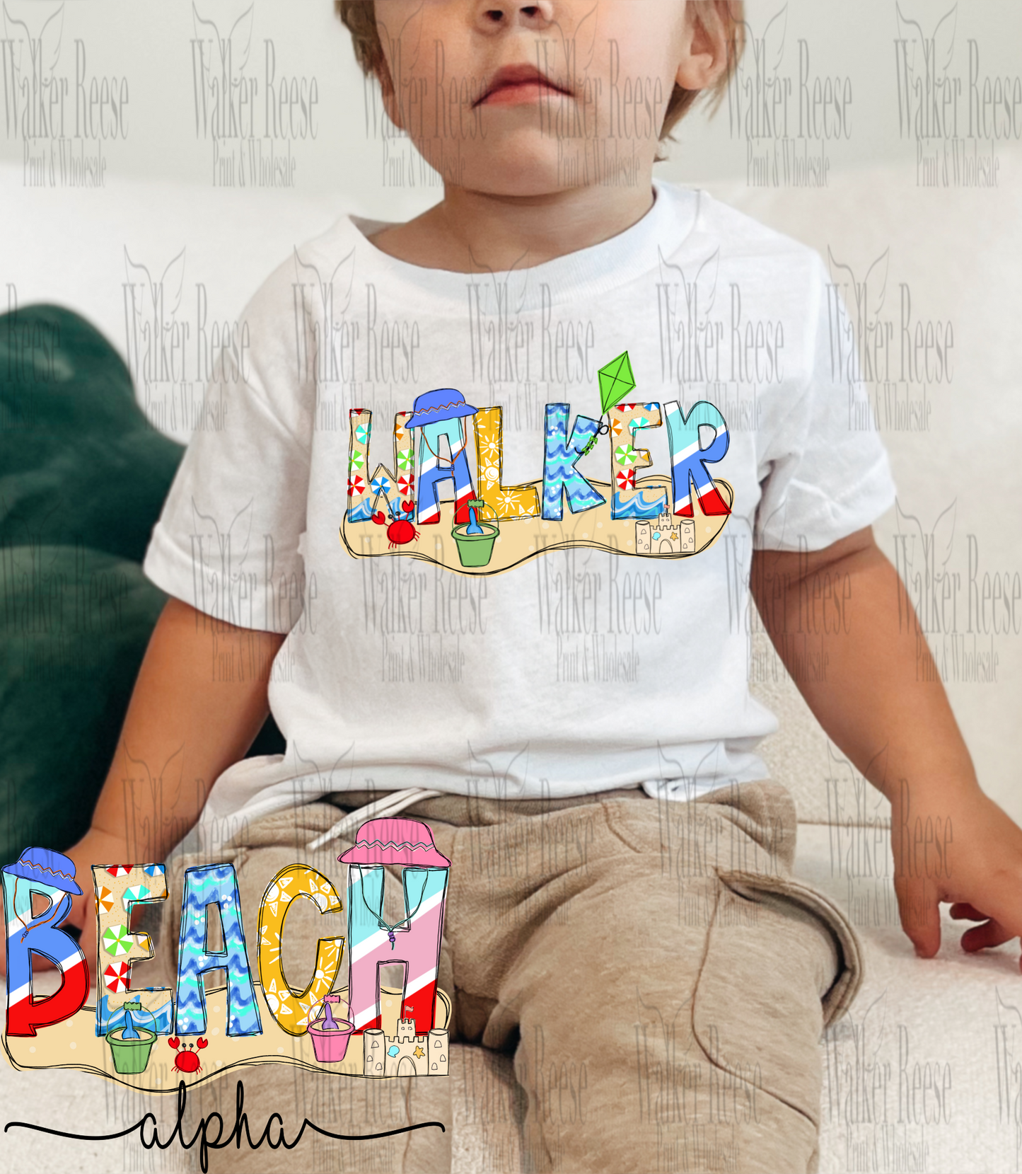 Beach Alpha Personalized Name Tee