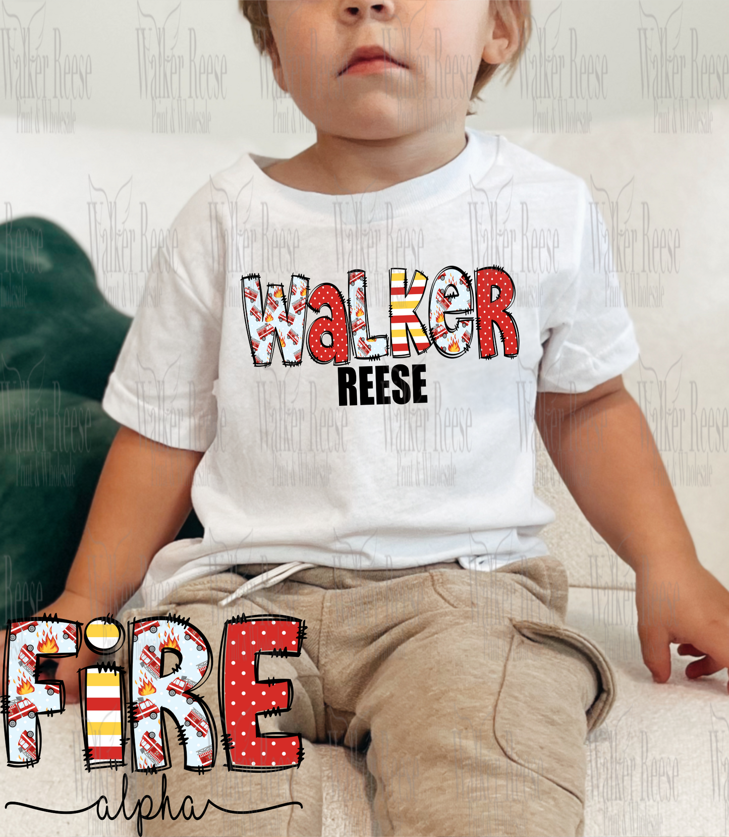 Fire Alpha Personalized Name Tee