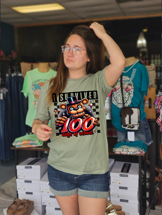 I Survived 100 Days of School Five Nights at Freddy's Tee