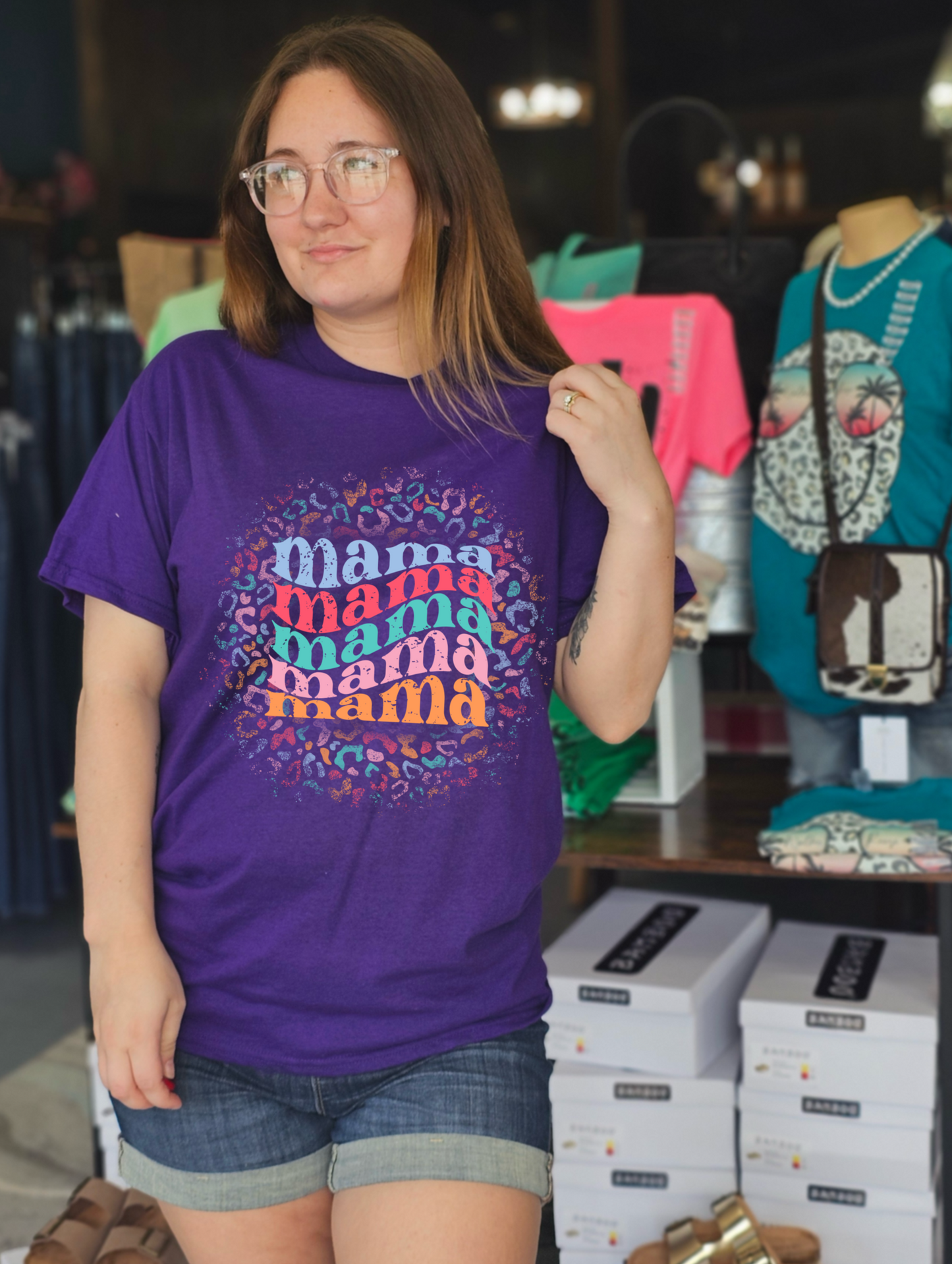 Colorful Leopard Mama Mini Matching Tee