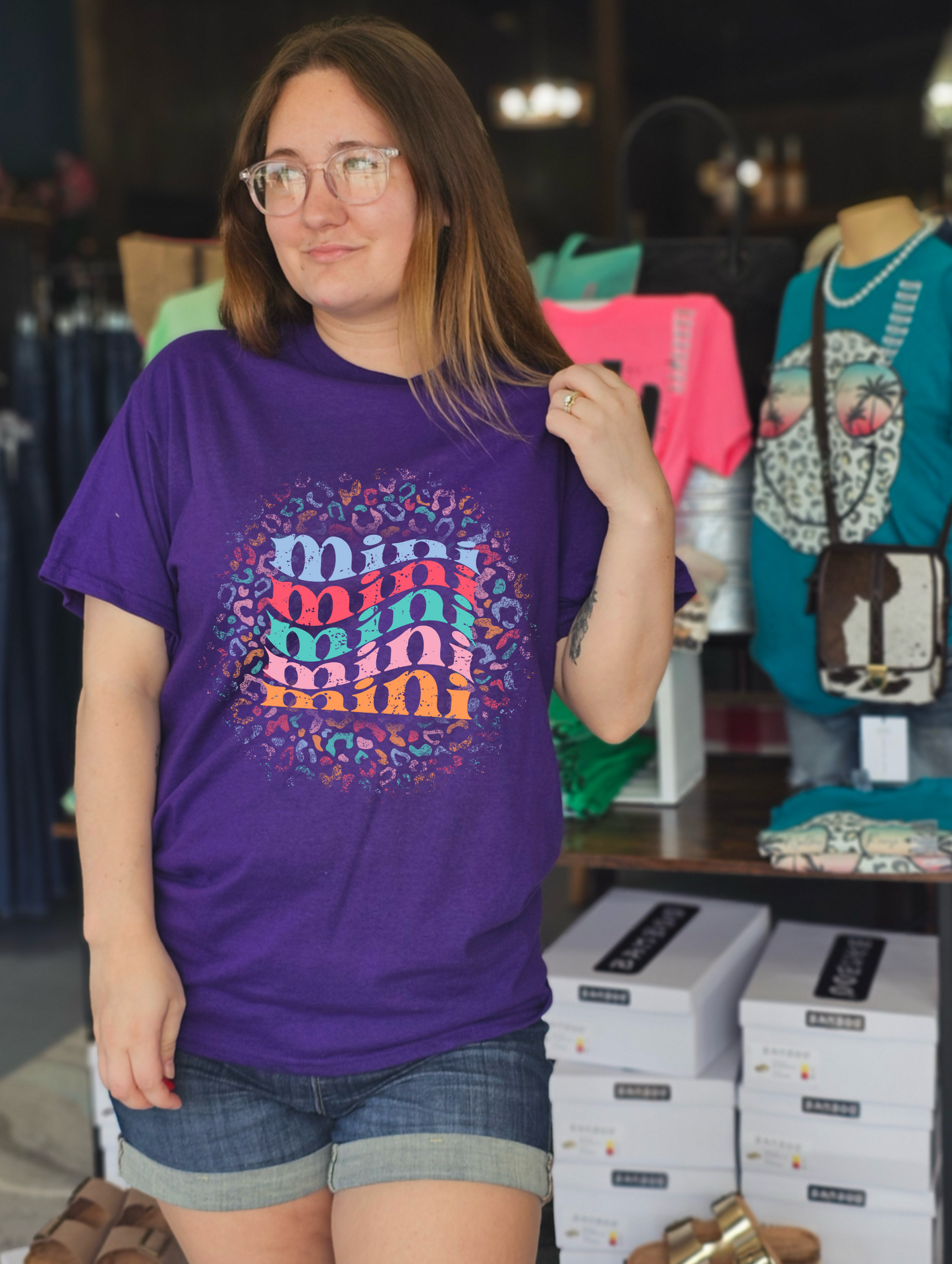 Colorful Leopard Mama Mini Matching Tee