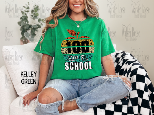 100 Days of School Leopard Apple Tee