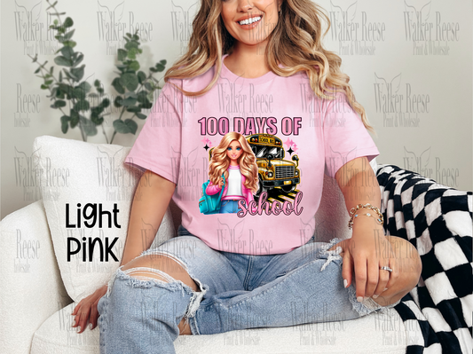 100 Days of School Pink Girl Tee