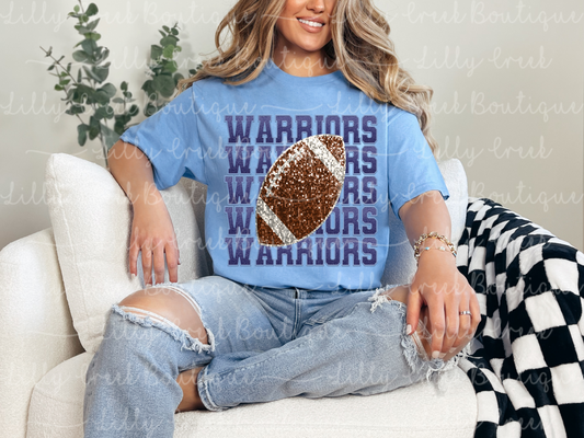 SGA Warriors Faux Sequins Football Tee