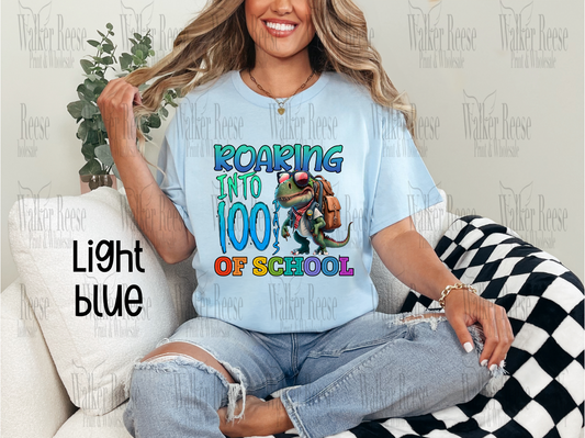 Roaring into 100 Days of School Dinosaur Tee