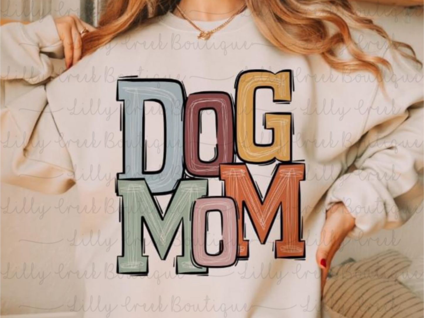 DOG MOM Boho Font Tee