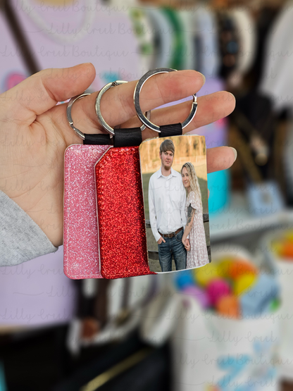 Glitter & Leather Photo Keychains