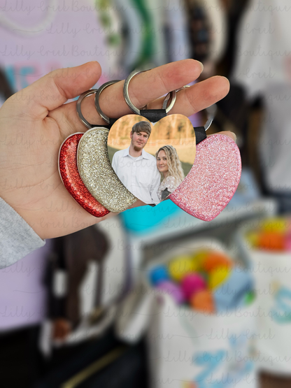 Glitter & Leather Photo Keychains