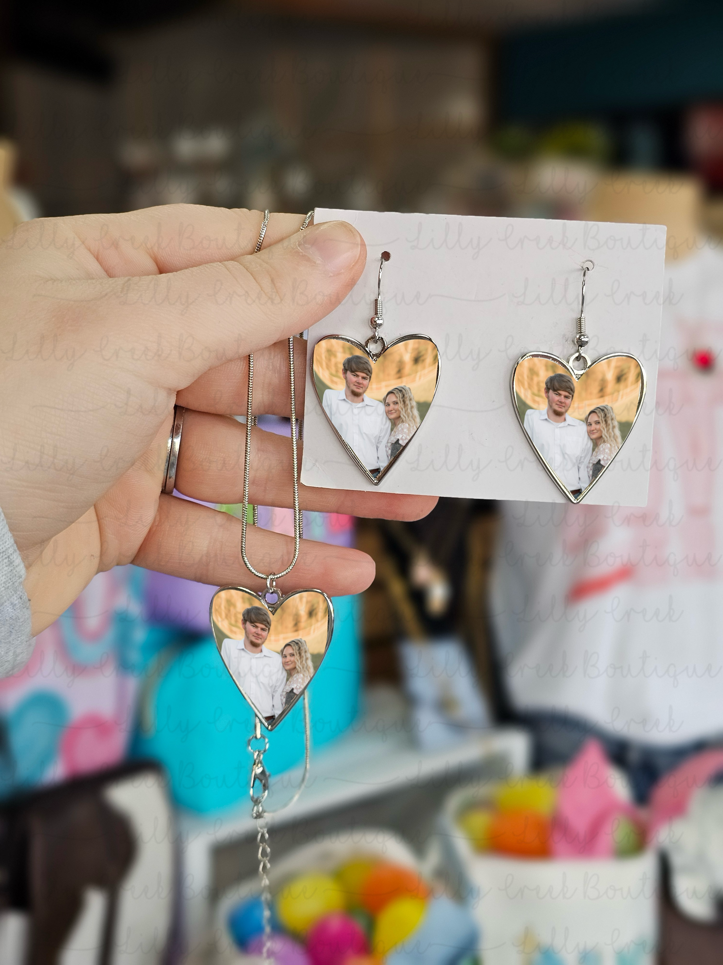 Simple Heart Photo Earrings