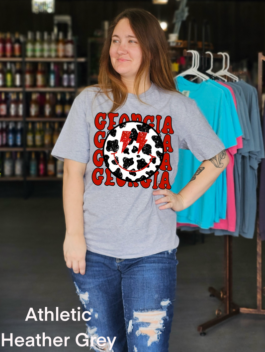 Cow Print Smiley Georgia Tee